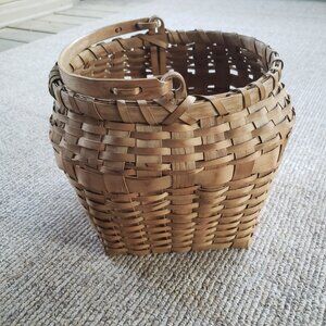 Antique Square To Round Splint Basket Bent Wood Swing Handle